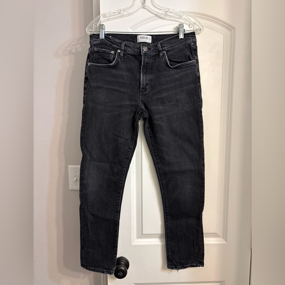 AGOLDE Toni Black High Rise Straight Leg Jeans Size 28